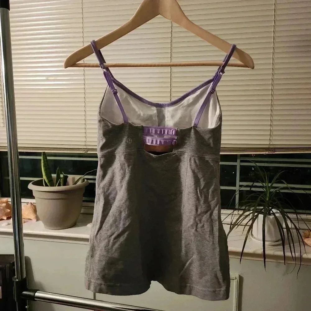 Lululemon Workout tank top gray, purple size 6 - Picture 5 of 7